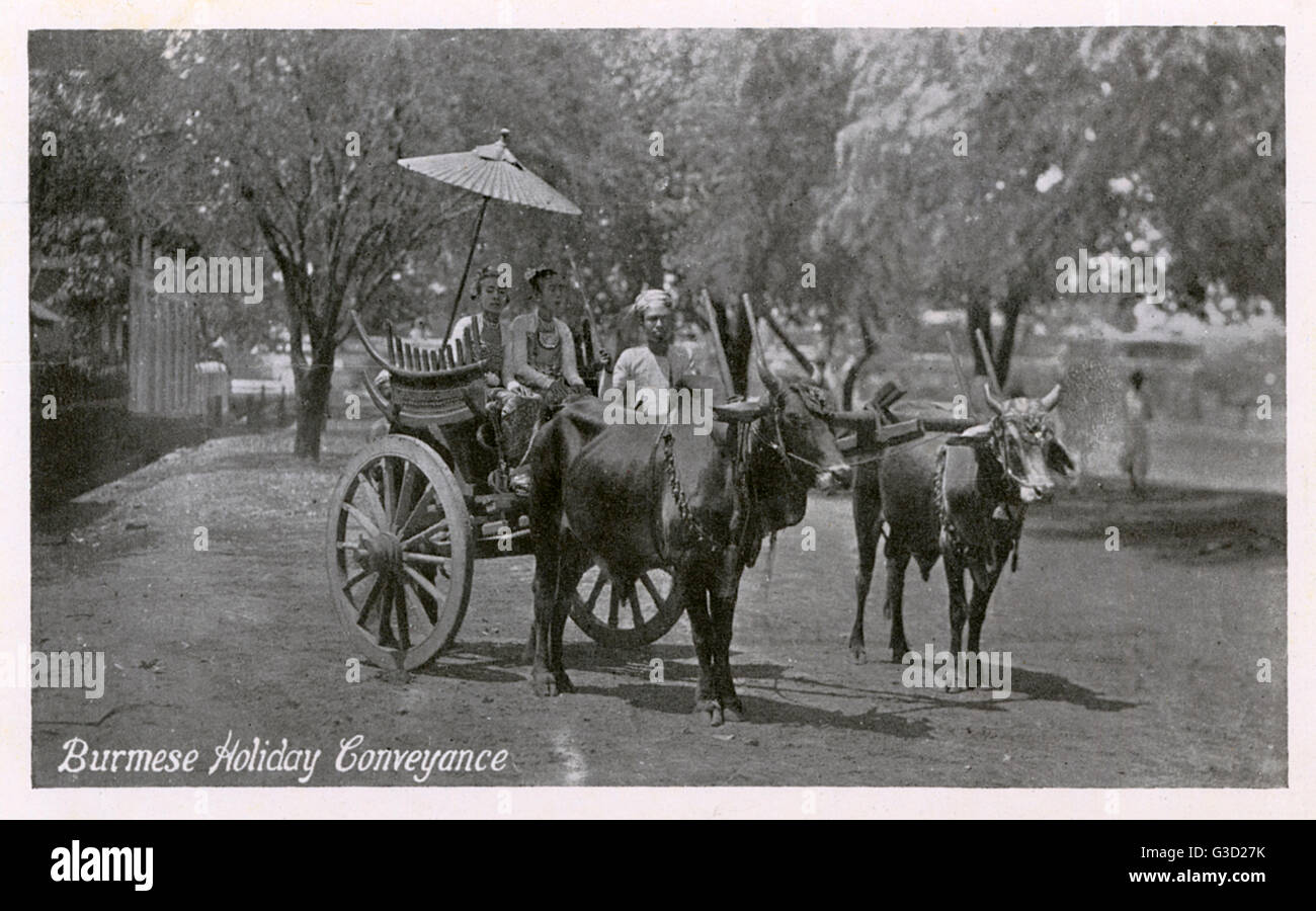 A Burmese Bullock Carriage - A 'Holiday Conveyance' Stock Photo