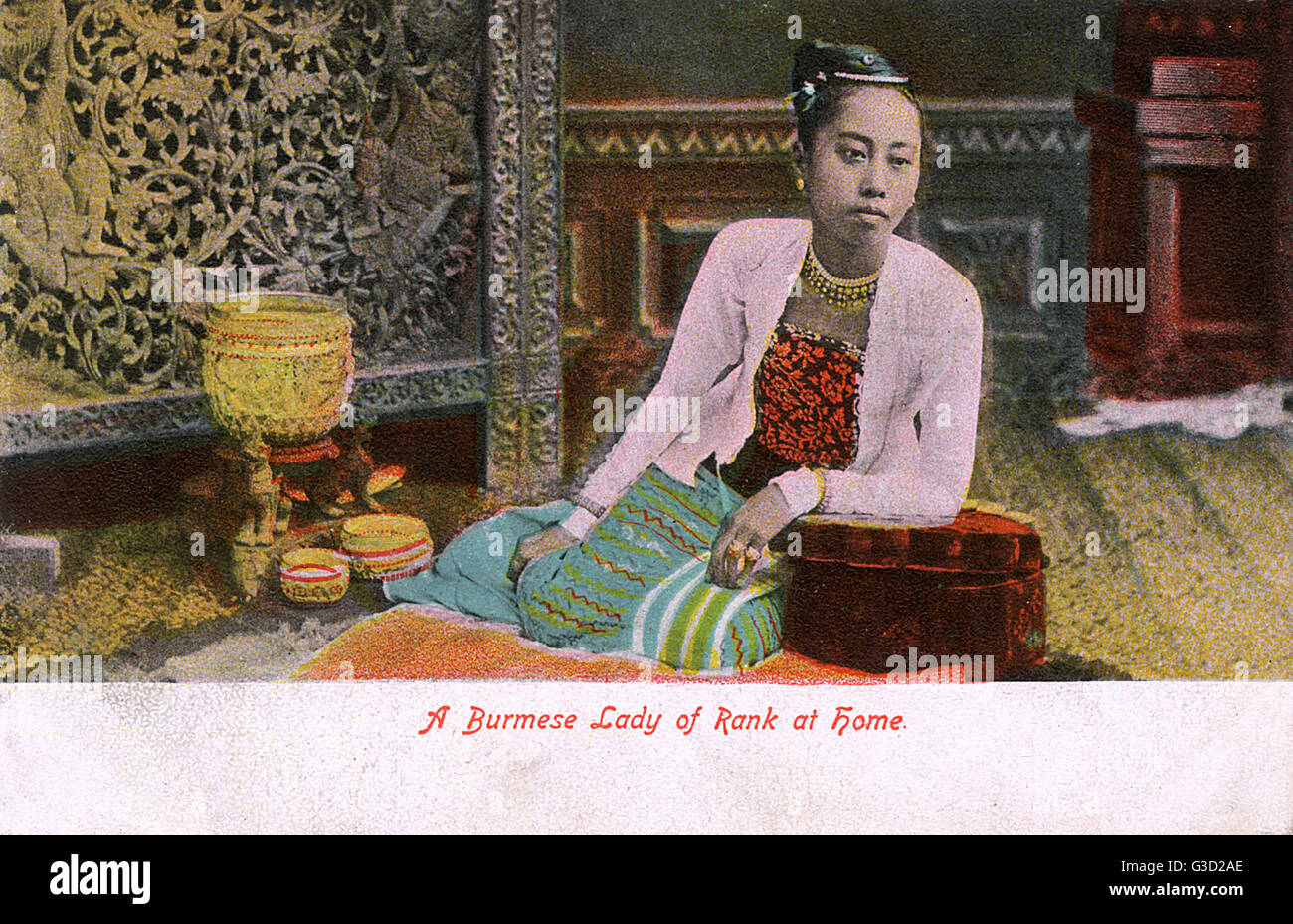 Myanmar - A Lady of rank at home Stock Photo