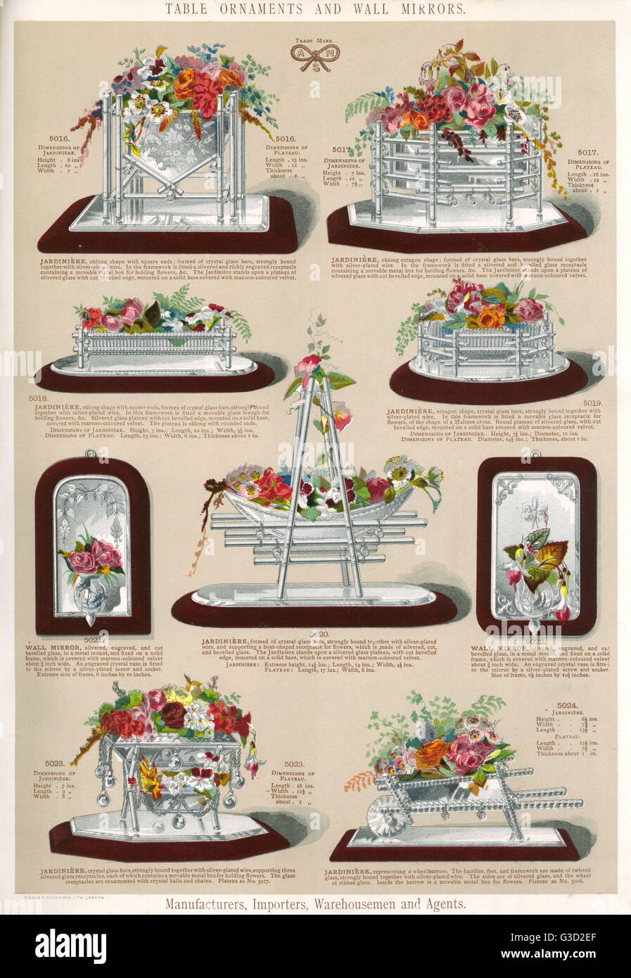 Table Ornaments and Wall Mirrors, Plate 98 Stock Photo