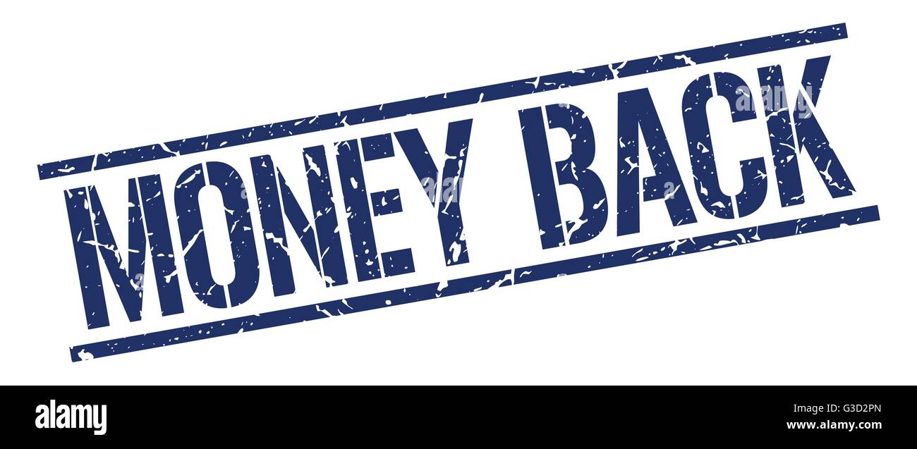 money back blue grunge square vintage rubber stamp Stock Vector Image ...