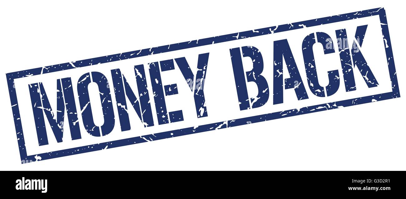 money back blue grunge square vintage rubber stamp Stock Vector Image ...
