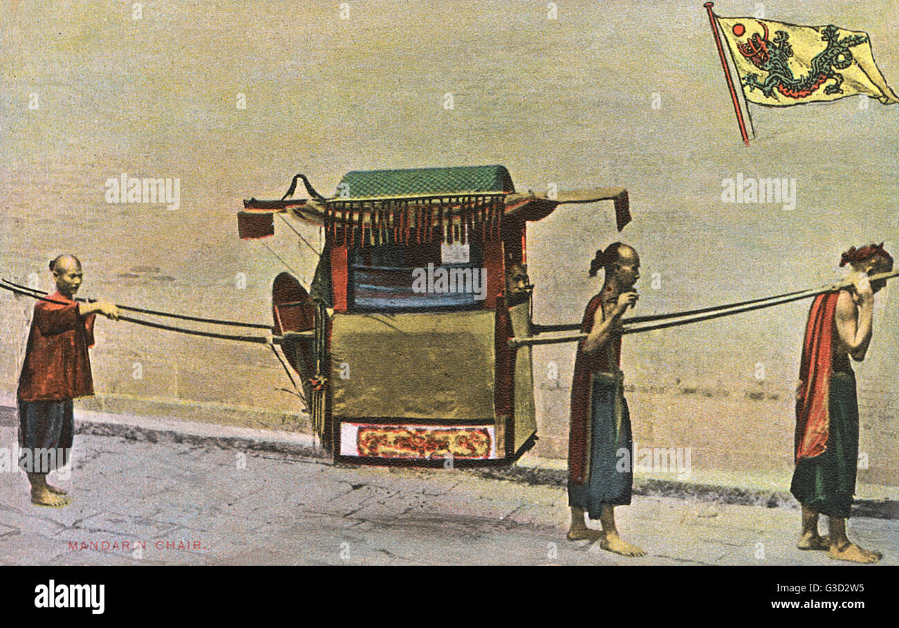 China - Traditional Mandarin's litter carried by porters Stock Photo