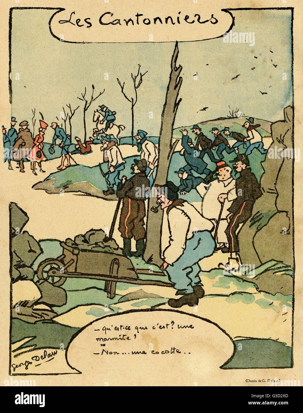 Cartoon, The Road Menders, WW1 Stock Photo