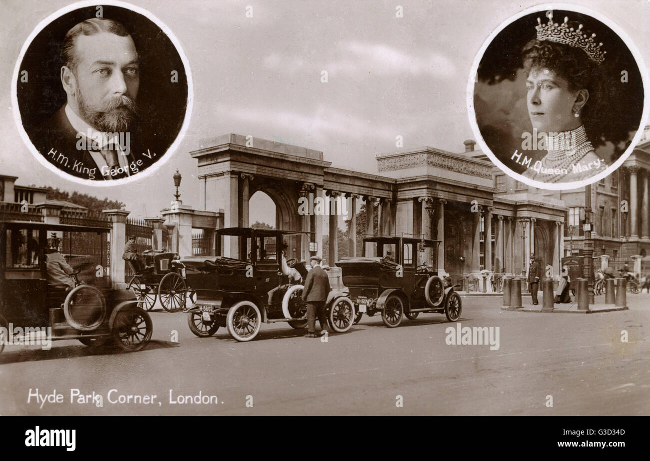 Hyde Park Corner with Royal inset portraits Stock Photo