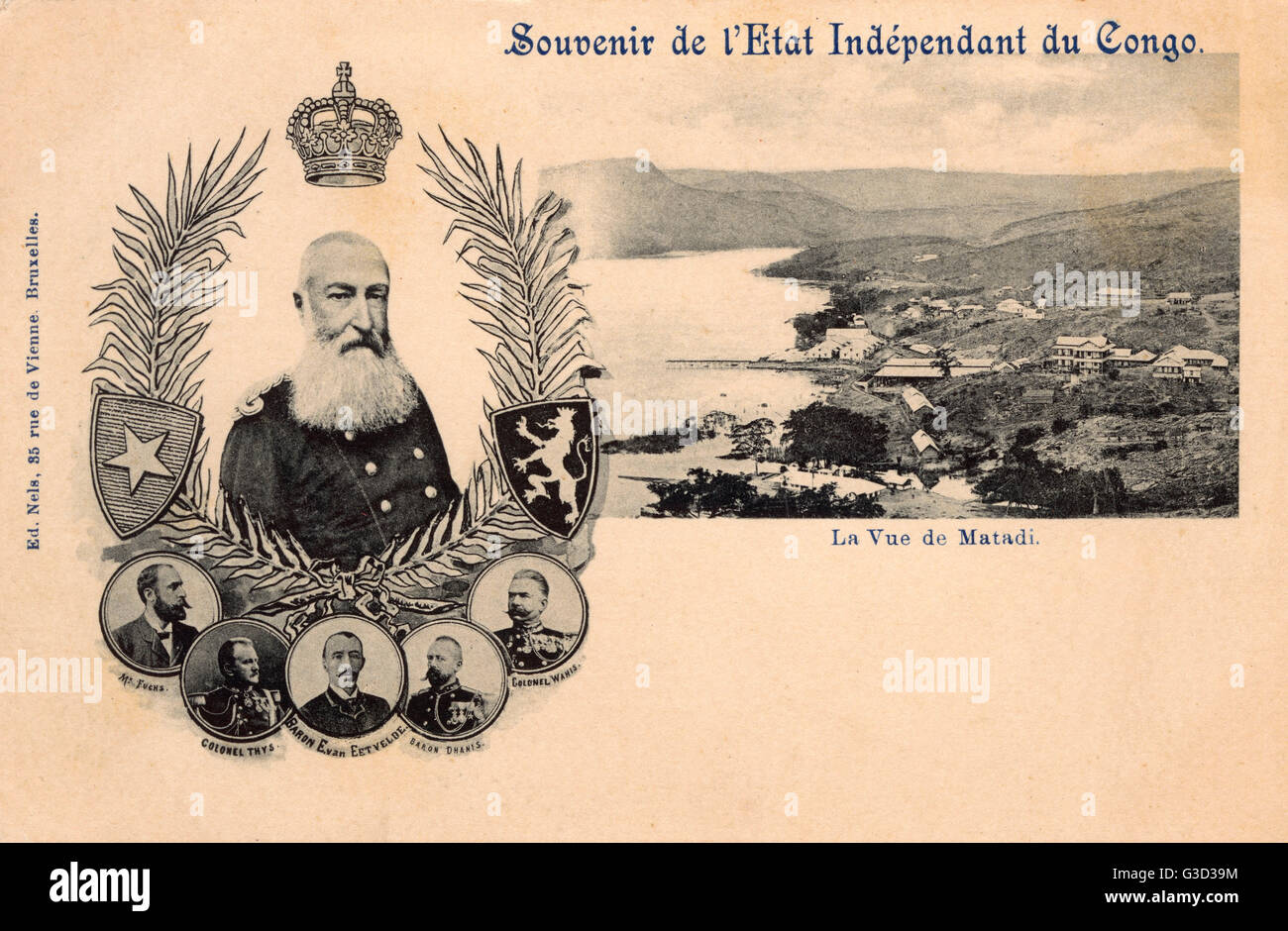 Matadi, Congo Free State - Leopold II and Colonial Officials Stock Photo