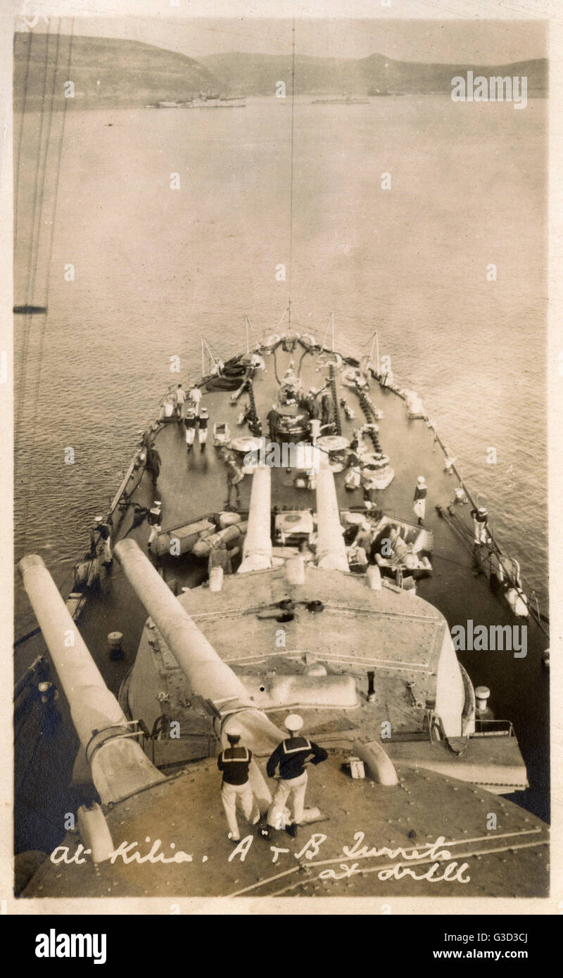 HMS Marlborough, Iron Duke-class battleship at Sile, Turkey Stock Photo