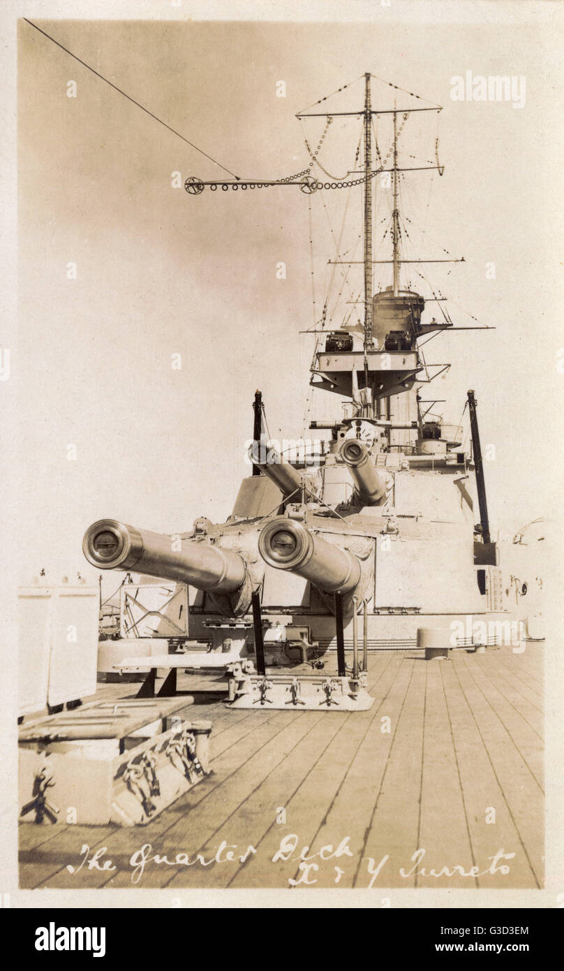 HMS Marlborough - X and Y Twin Gun Turrets Stock Photo