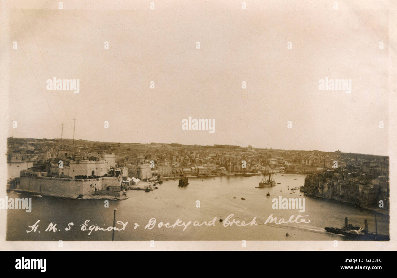 Valletta, Malta - HMS Egmont and Dockyard Creek Stock Photo