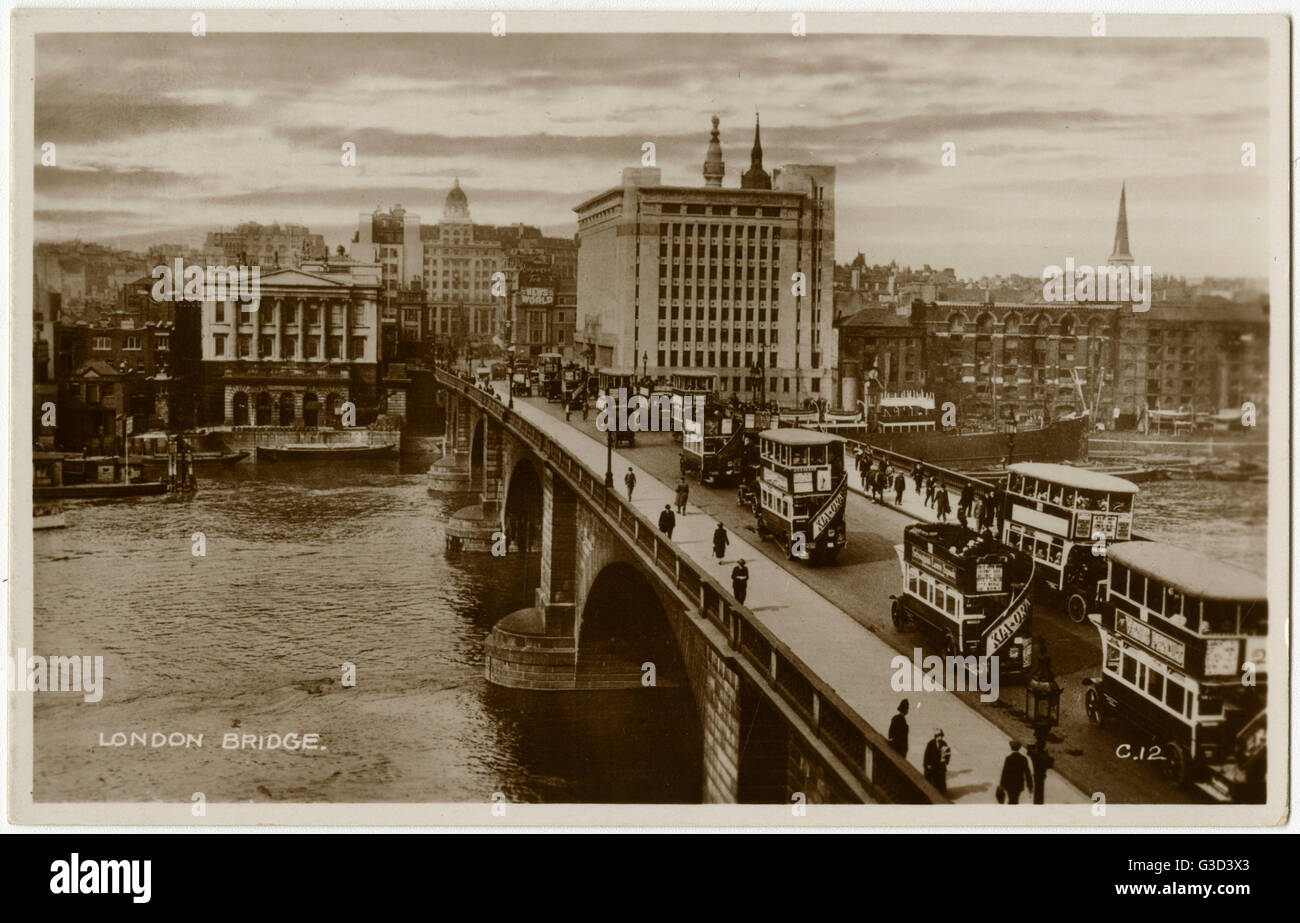 London Bridge, London, England - built in 1831 and widened in 1904. Date: 1930s Stock Photo