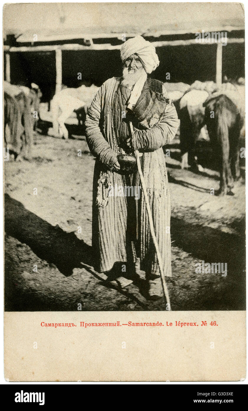 Uzbekistan - Samarkand - A leper Stock Photo