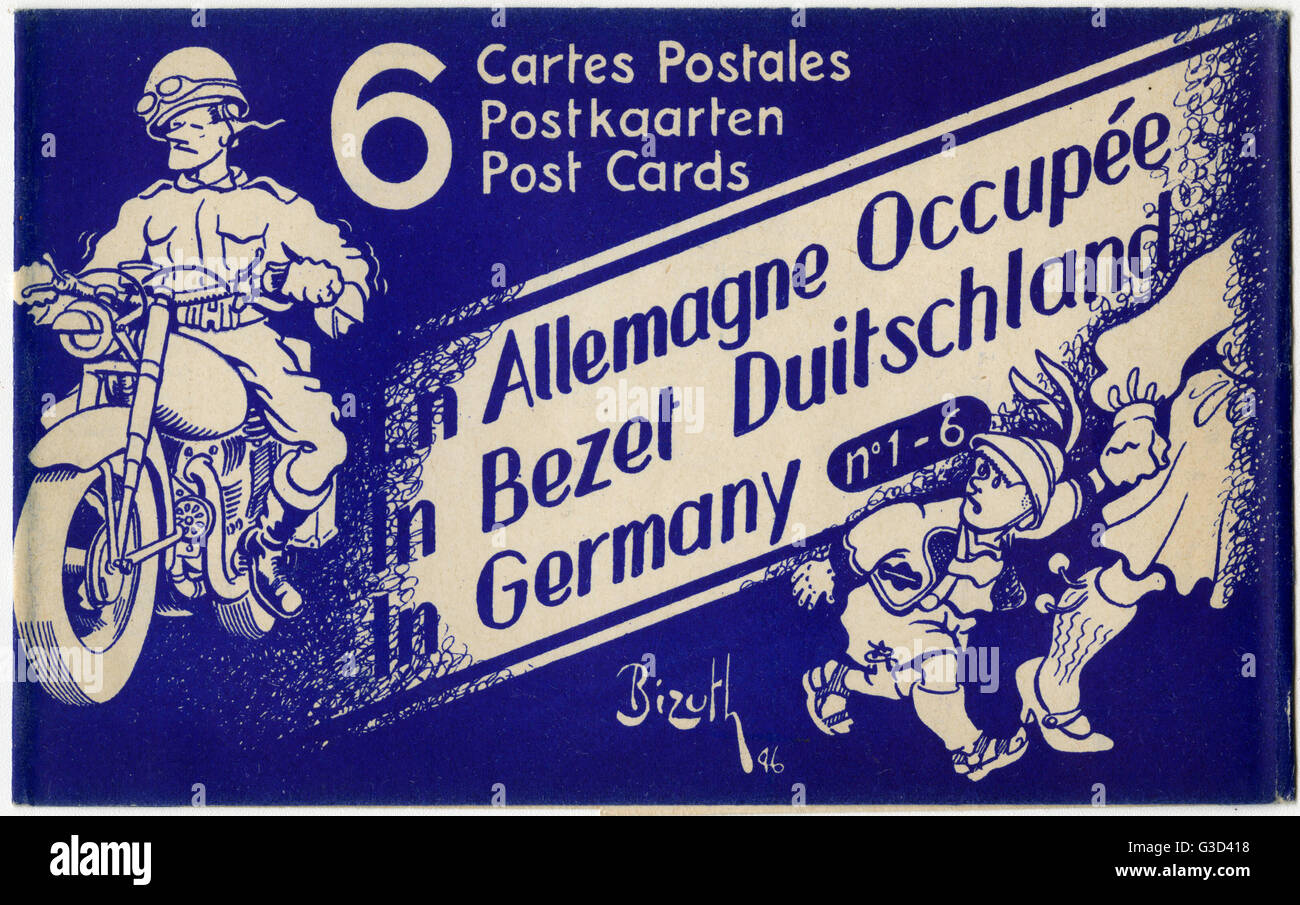 Occupied Germany - Postcard Pack - Cartoons Stock Photo