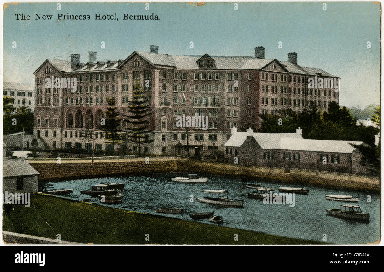 Princess Hotel & Cottages from Pitt's Bay, Hamilton, Bermuda Stock Photo