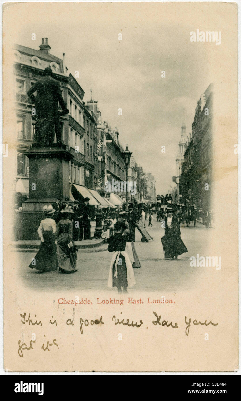 Cheapside - looking east, London - Statue of Robert Peel Stock Photo ...