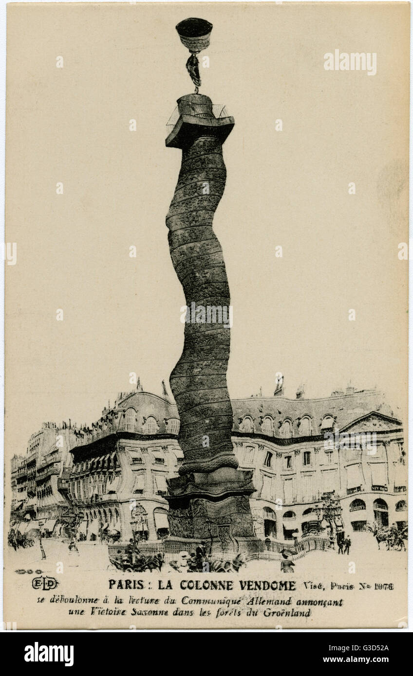 WW1 - Vendome Column shakes at news of German successes Stock Photo