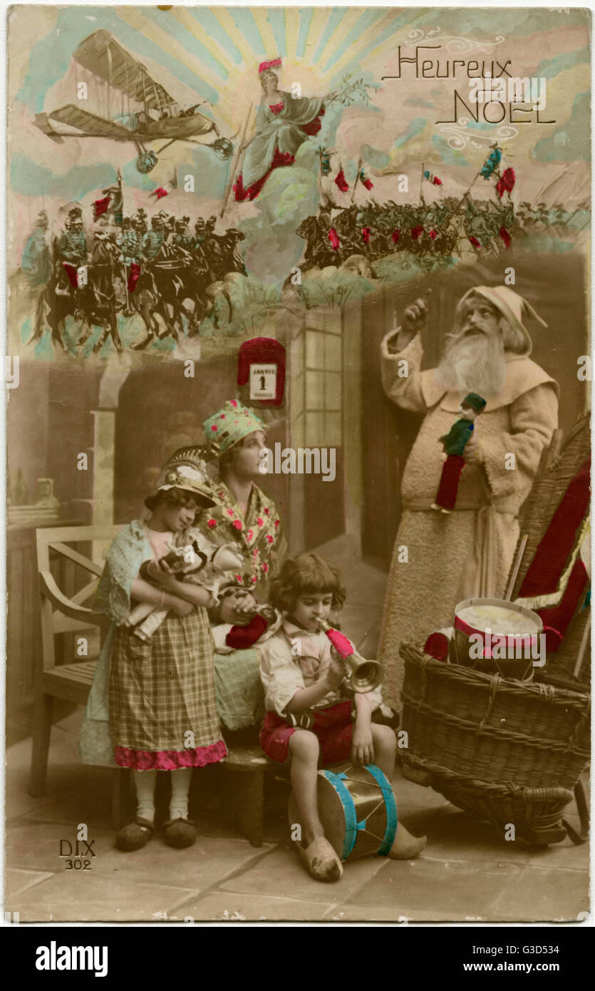 WW1 - Christmas Greetings Postcard Stock Photo