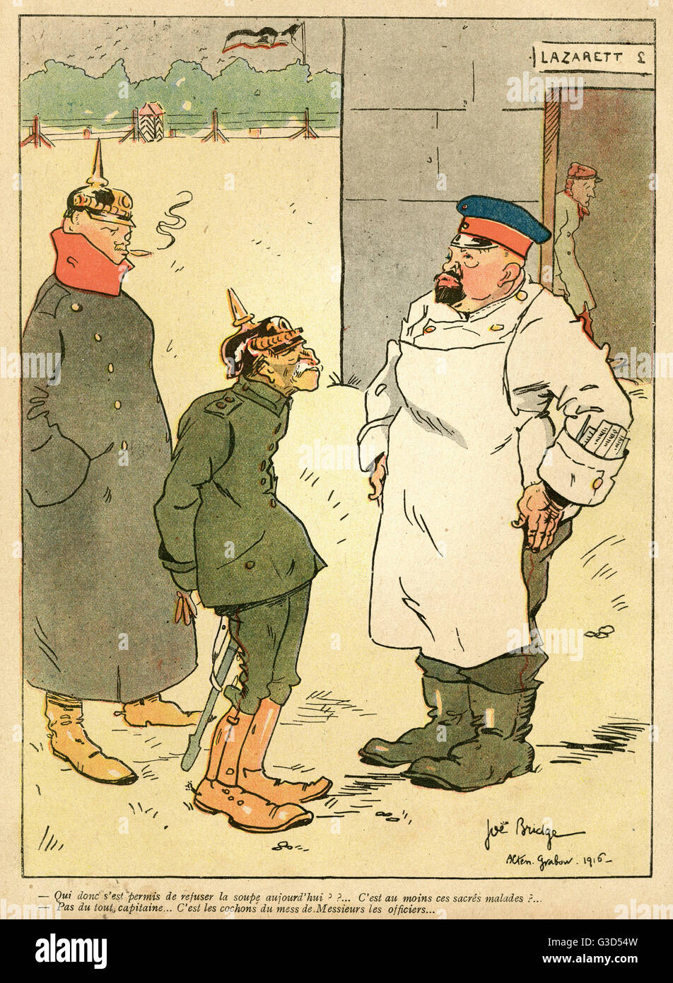 Cartoon, The camp at Alten Grabow, WW1 Stock Photo