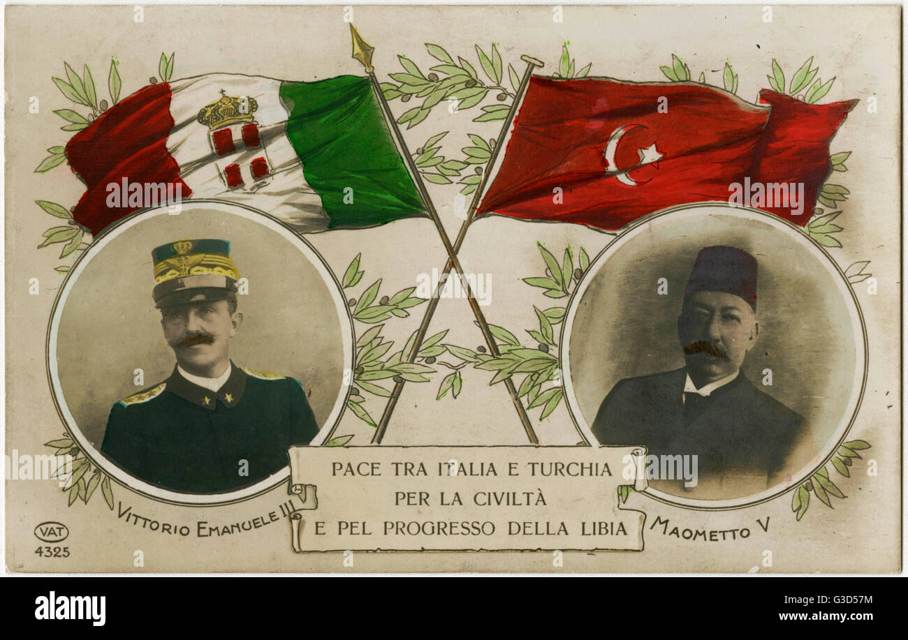 Vittorio Emanuele III & Mehmet V - First Treaty of Lausanne Stock Photo