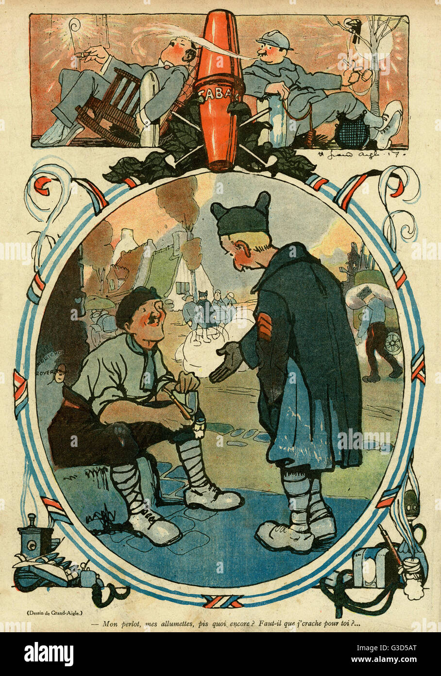 Cartoon, The importance of tobacco, WW1 Stock Photo