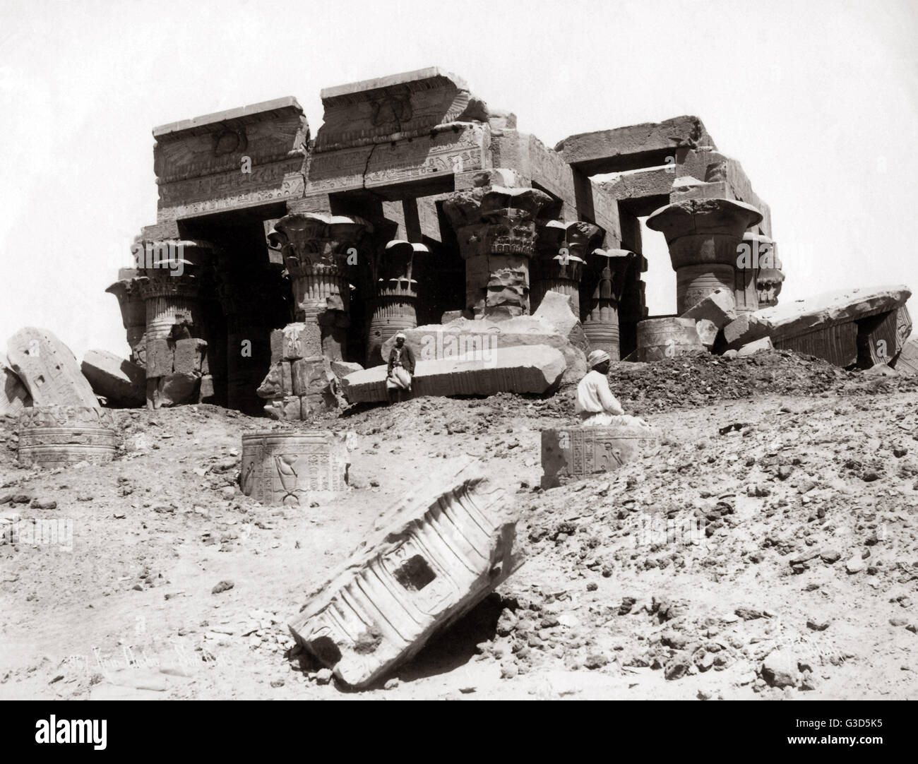 Ruined temple at Kom-Ombo, Egypt, circa 1880s Stock Photo