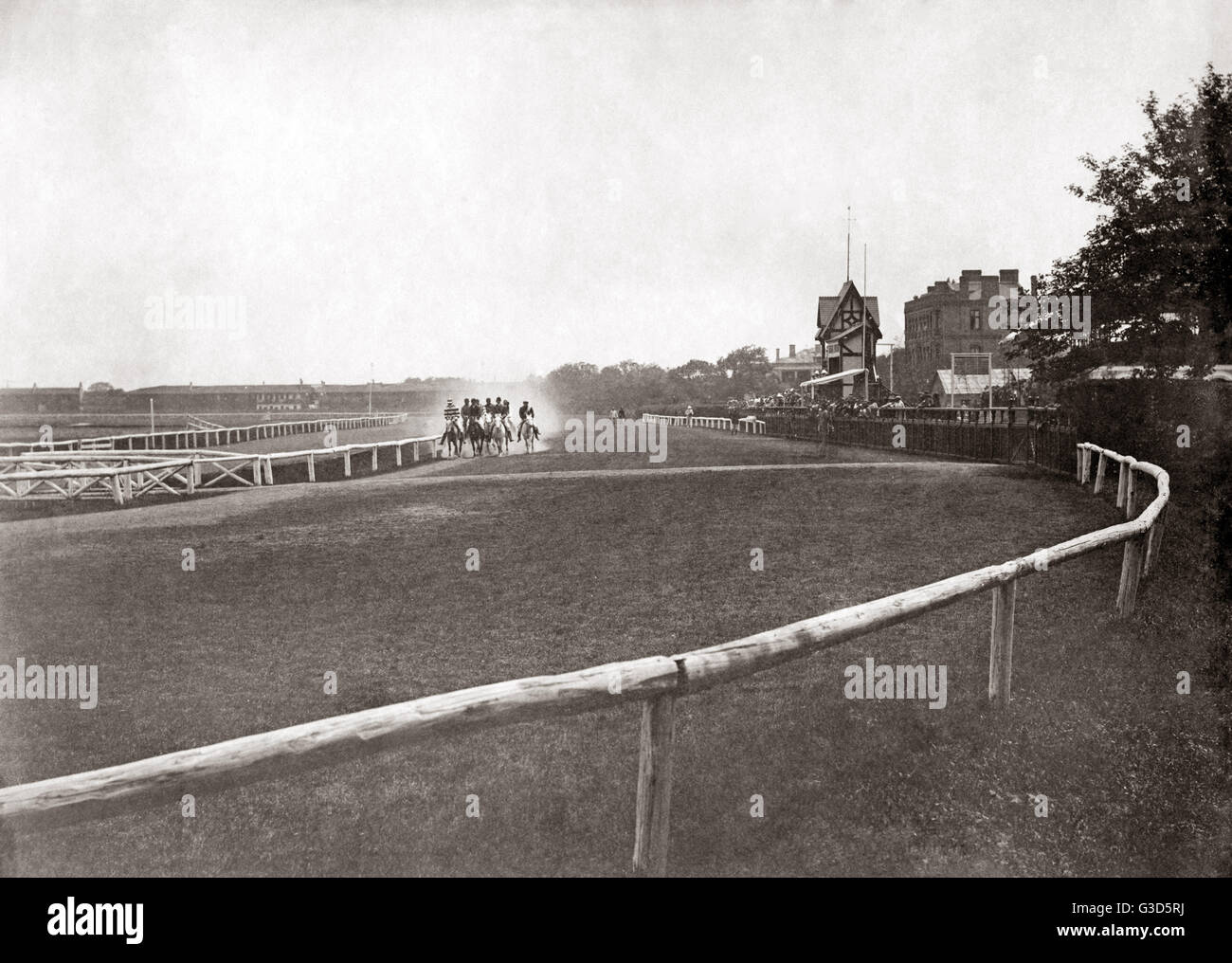 Horses racing at Shanghai racecourse, China, circa 1880s Stock Photo ...