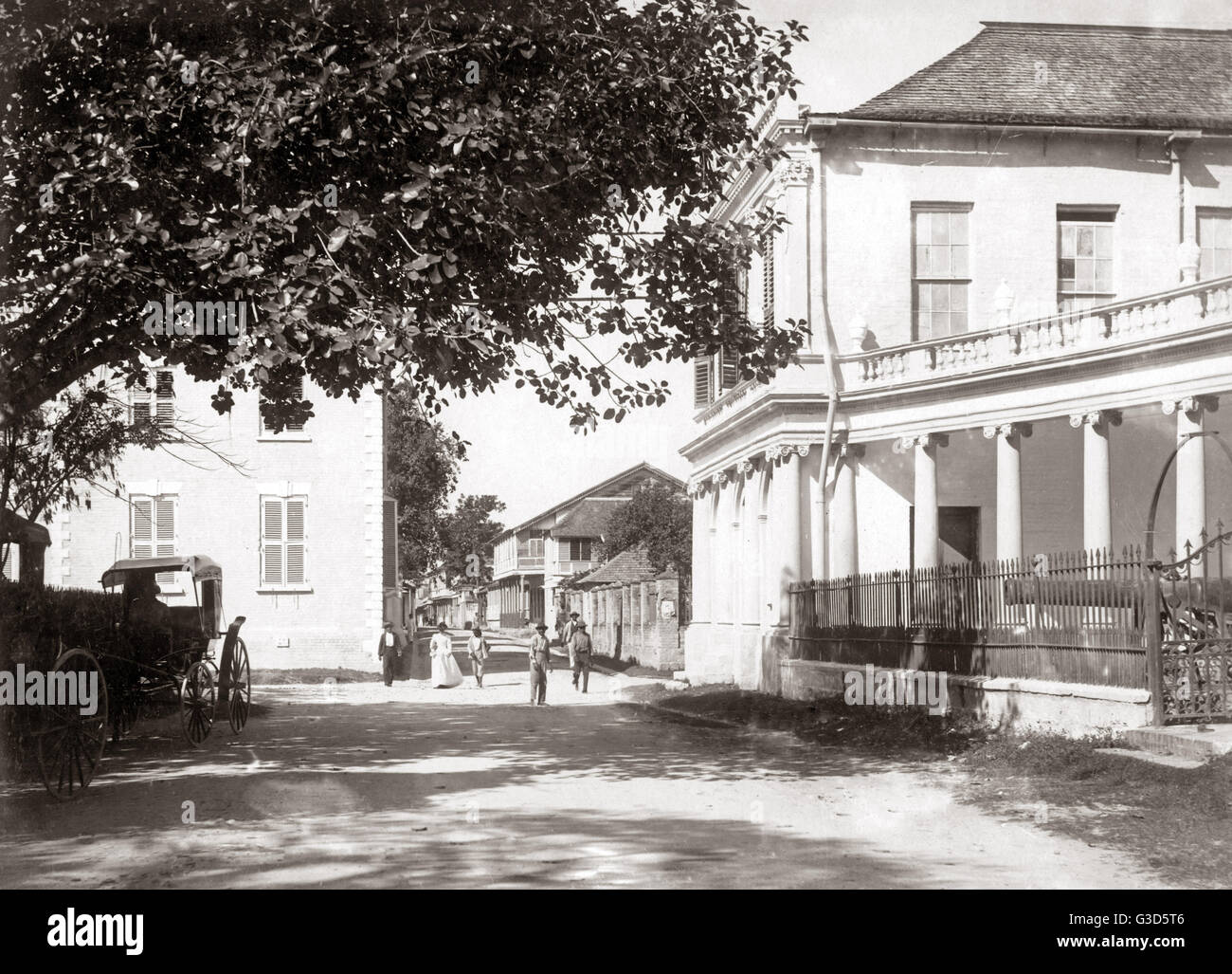 The old Assembly Rooms, Spanish Town, Jamaica, circa 1900 Stock Photo