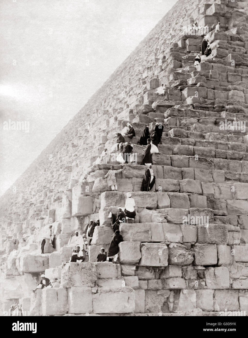 Climbing the Great Pyramid of Giza, circa 1890 Egypt Stock Photo Alamy