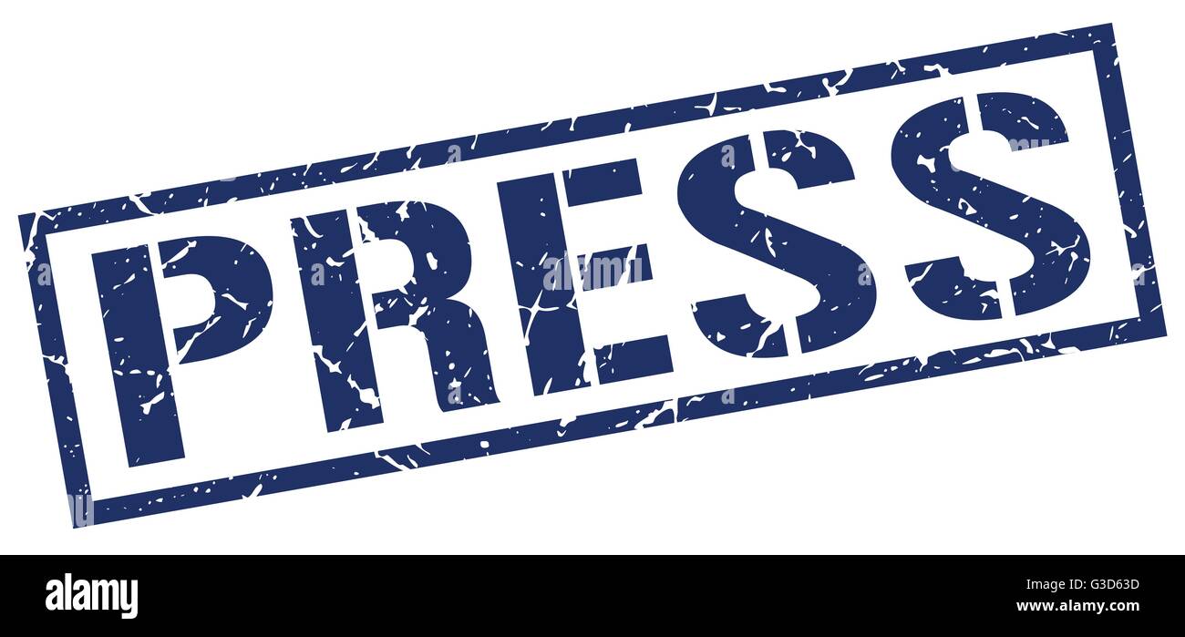 press blue grunge square vintage rubber stamp Stock Vector Image & Art ...