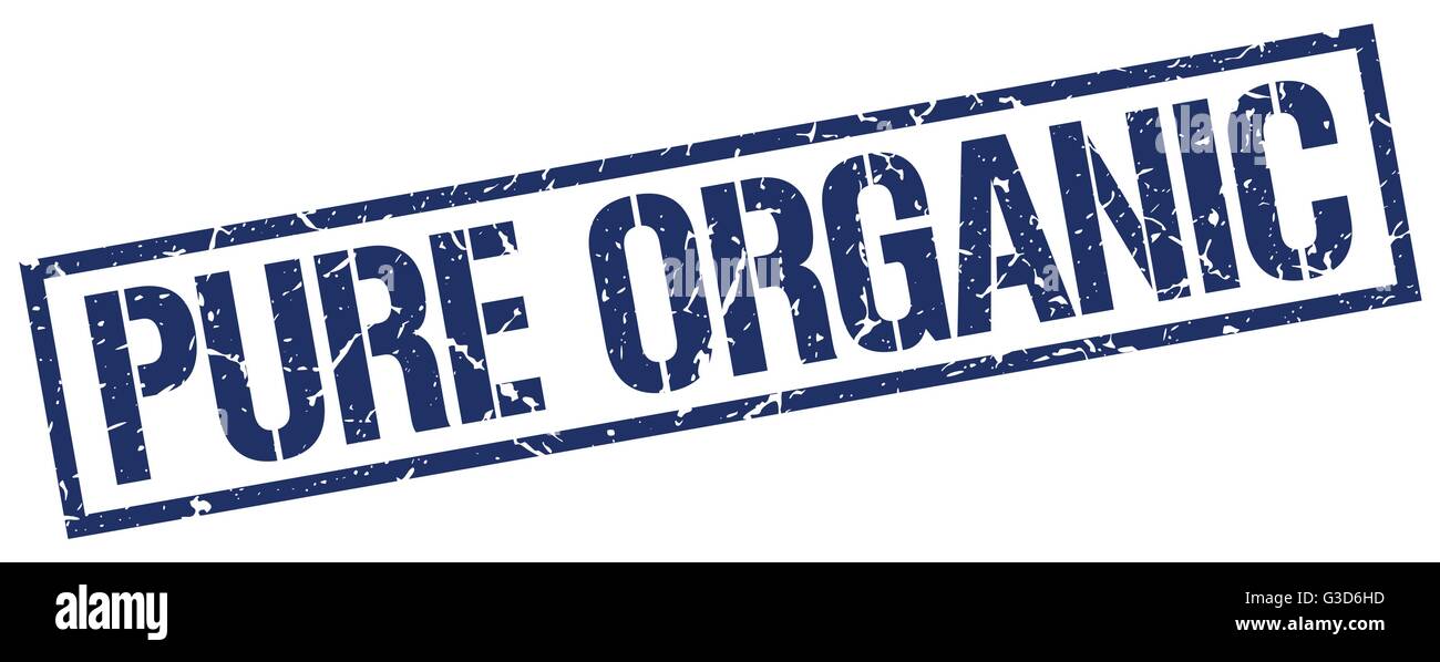 pure organic blue grunge square vintage rubber stamp Stock Vector Image ...