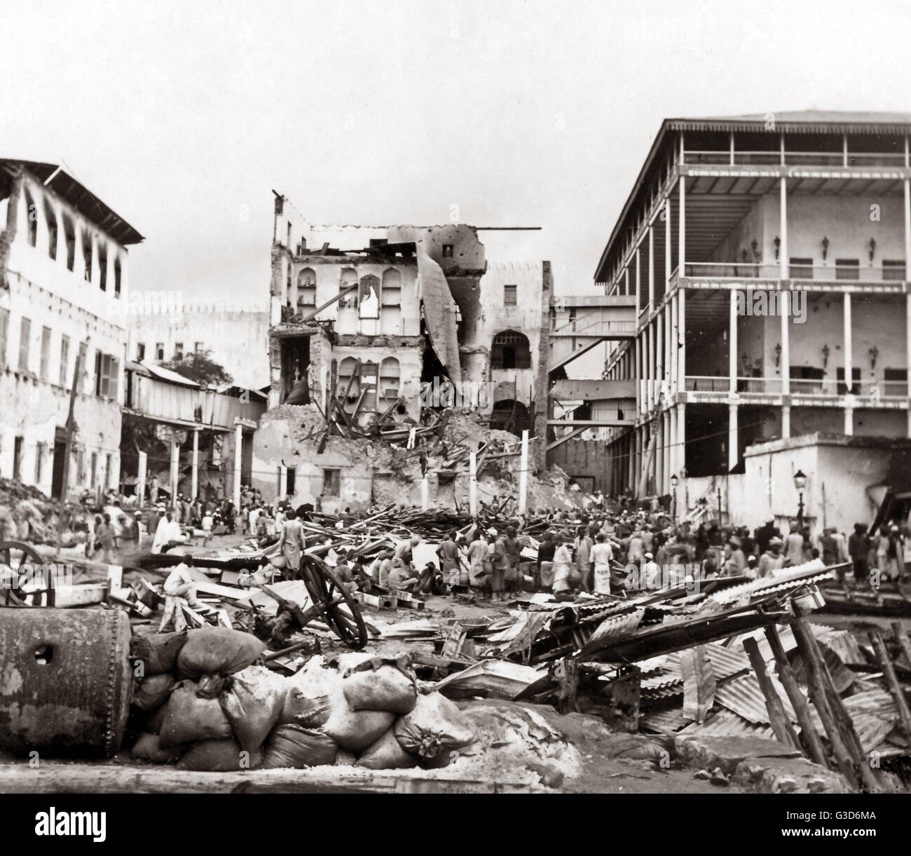 Zanzibar, after the bombardment in 1896. (Anglo-Zanzibar War sometimes known a 'the world's shortest war').     Date: 1896 Stock Photo