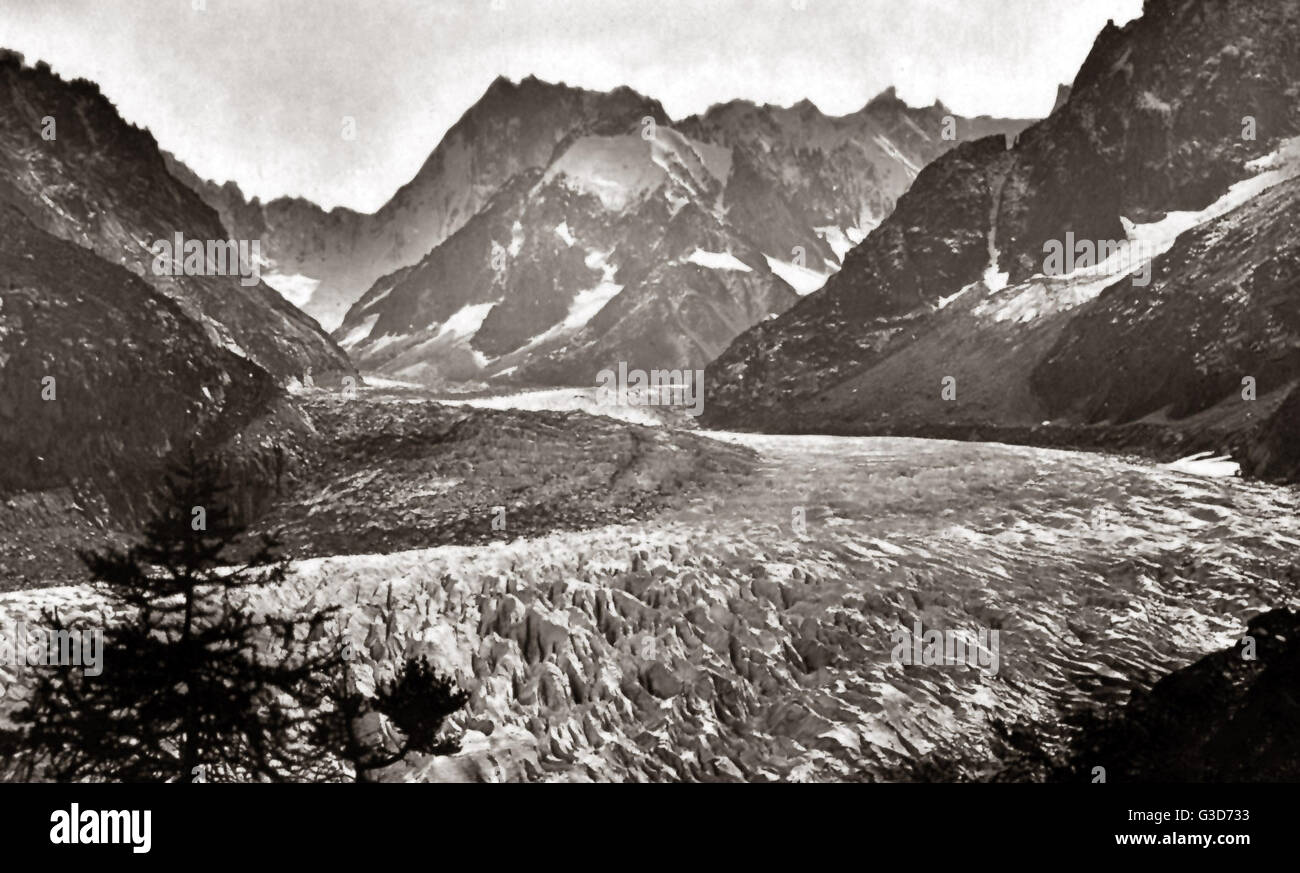 Mer de Glace glacier, Switzerland, 1870s Stock Photo