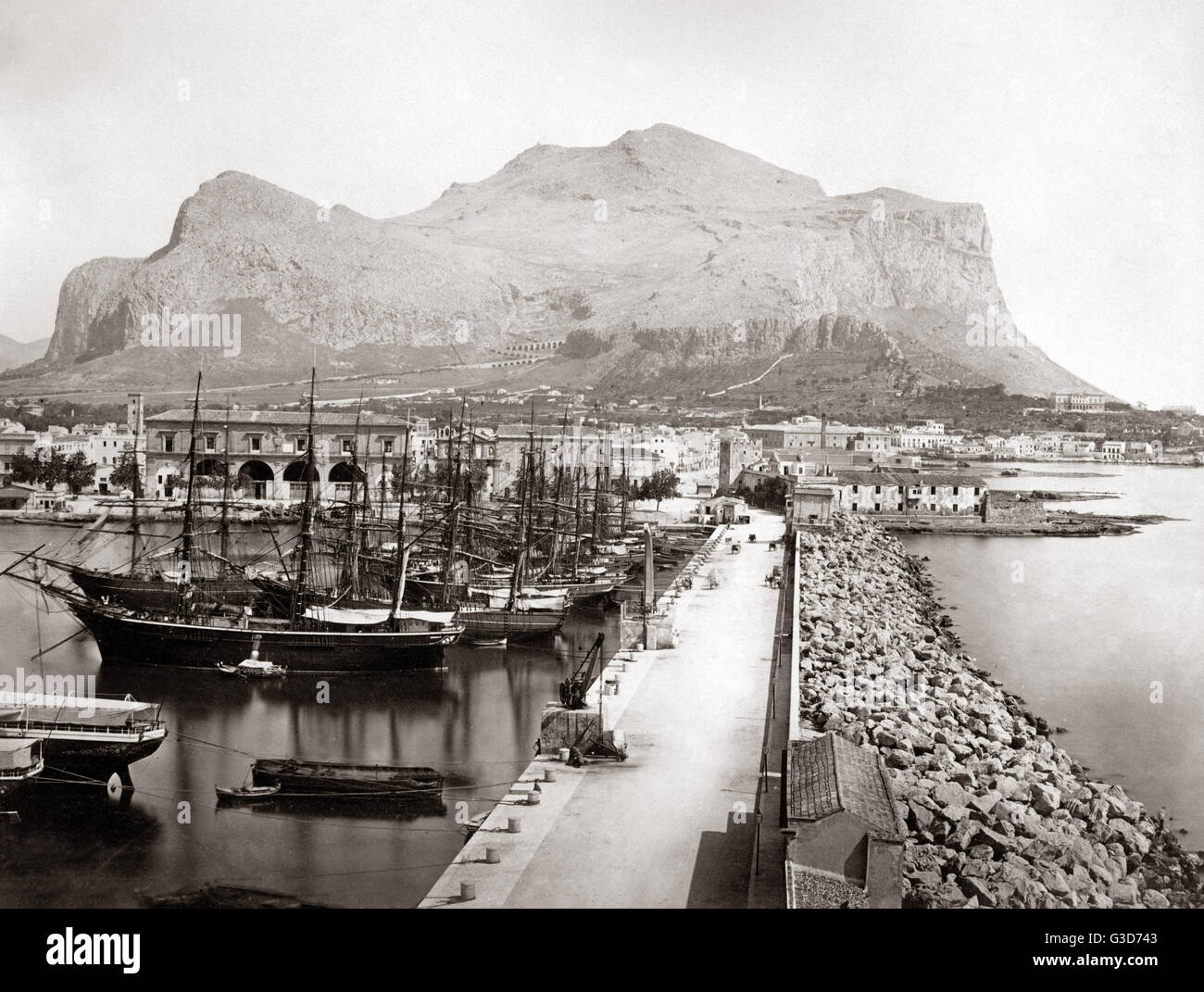 Photo Stéréo Vintage De Palerme (Monte Pellegrino) C.1865 - Tirage Original Albuminé Par Roberto Rive