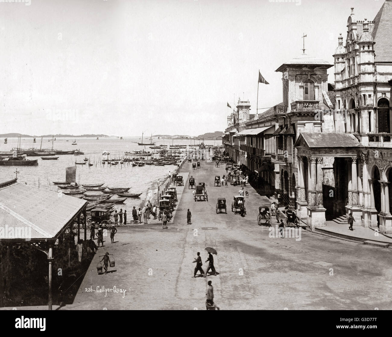 Collyer Quay, Singapore, circa 1890 Stock Photo