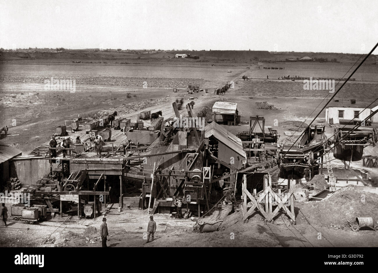 Winding gear, Kimberley Mine, South Africa, circa 1888studio Stock Photo