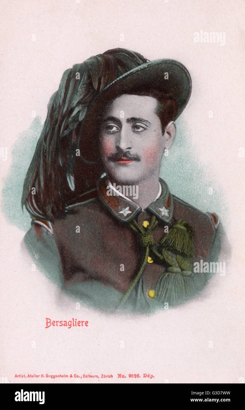 WW1 - An Italian Bersagliere - the Bersaglieri are a corps of the Italian Army originally created by General Alessandro La Marmora in the 1830s to serve in the Army of the Kingdom of Sardinia, later to become the Royal Italian Army - a high-mobility light Stock Photo
