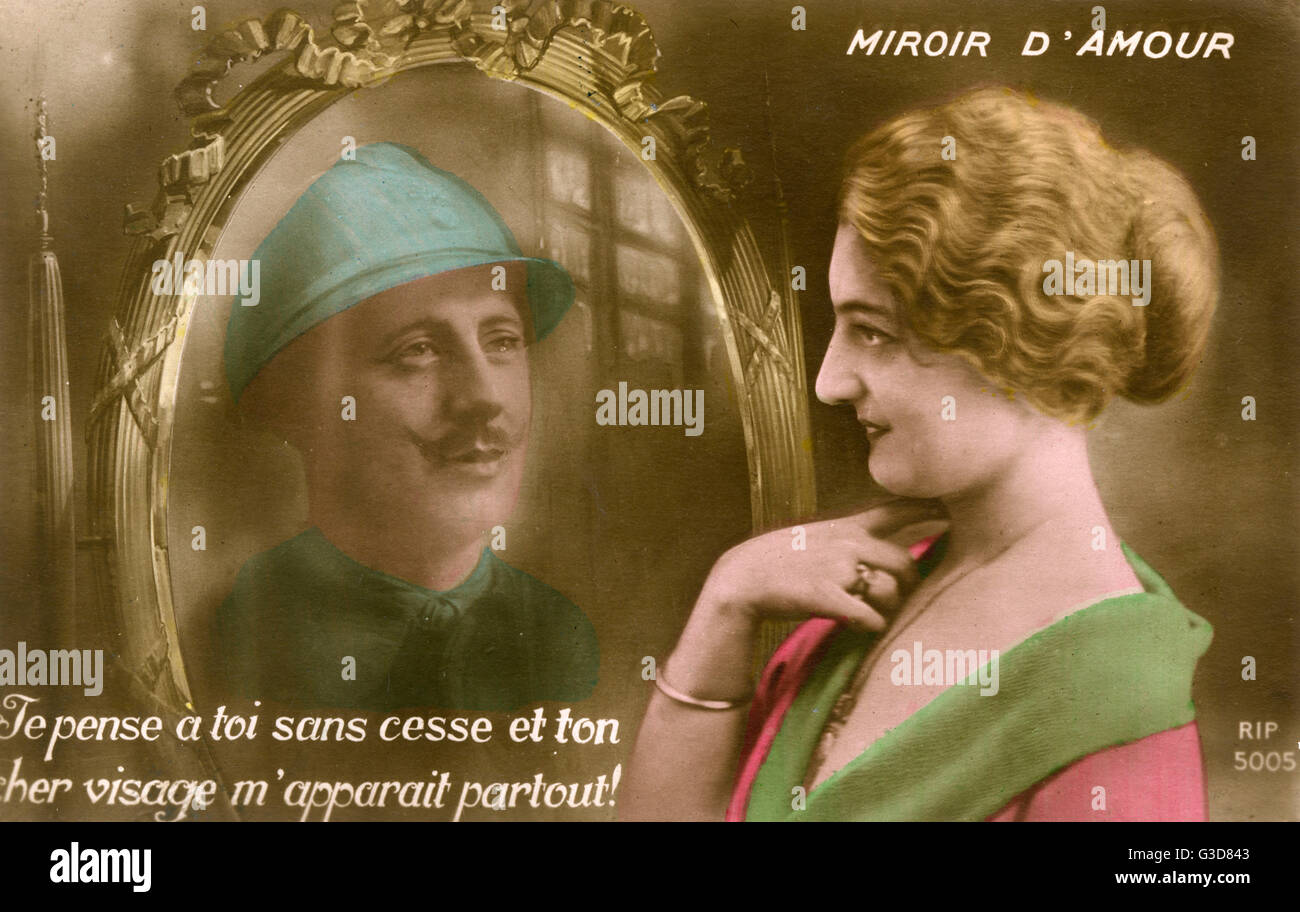 Ww1 France The Mirror Of Love Quot I Think Of You Constantly And Your Dear Face Appears To Me Everywhere Quot Date Circa 1916 Stock Photo Alamy