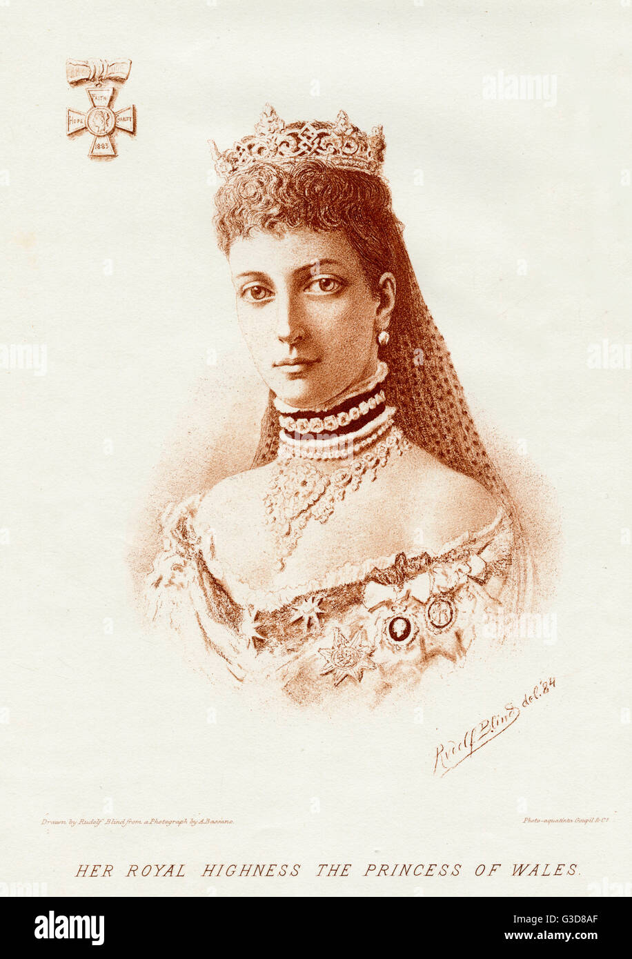 Her Royal Highness The Princess of Wales (future Queen Alexandra consort to Edward VII of Britain).      Date: 1883 Stock Photo
