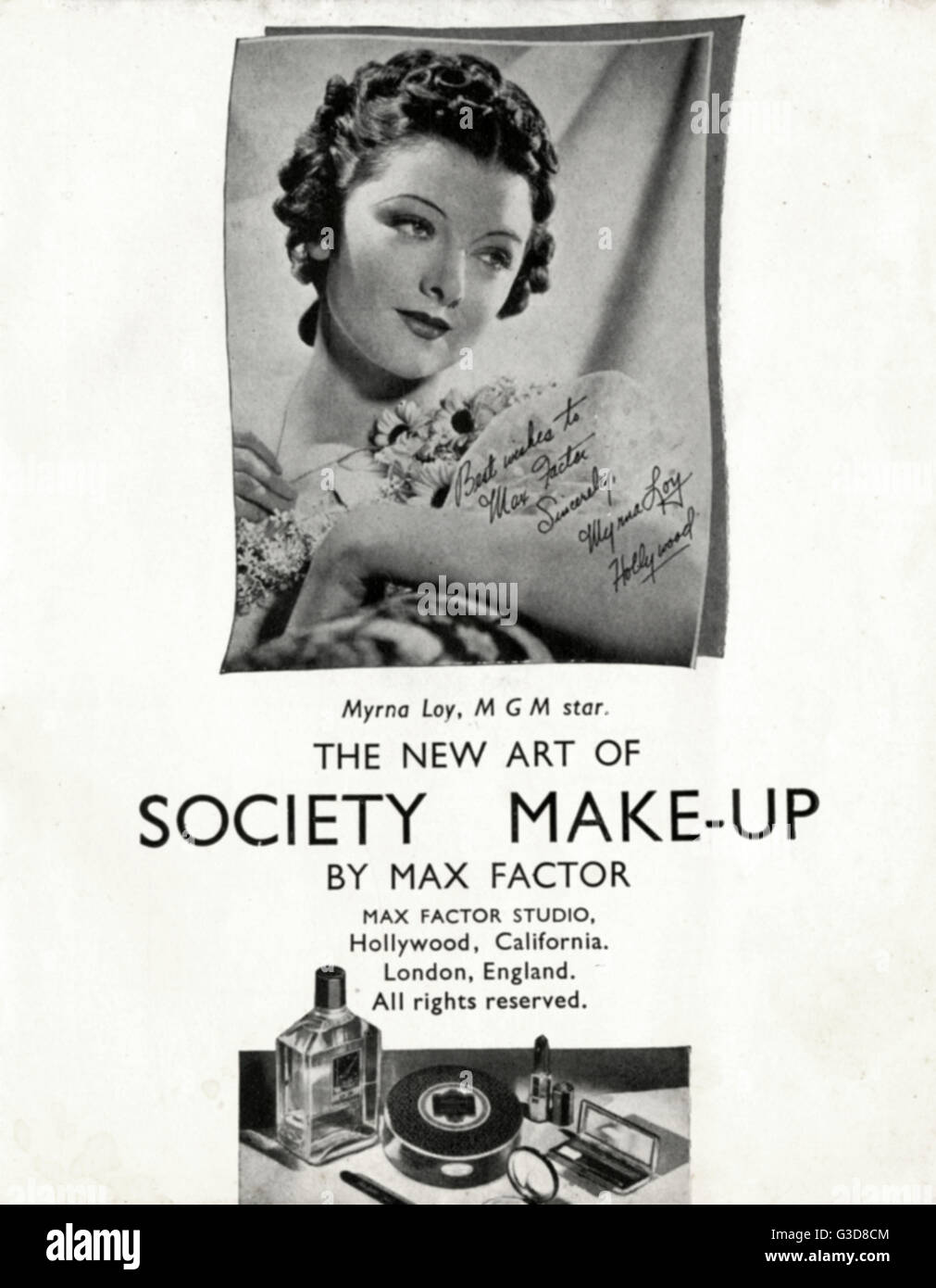 Max Factor make up booklet with Hollywood stars - Myrna Loy Stock Photo