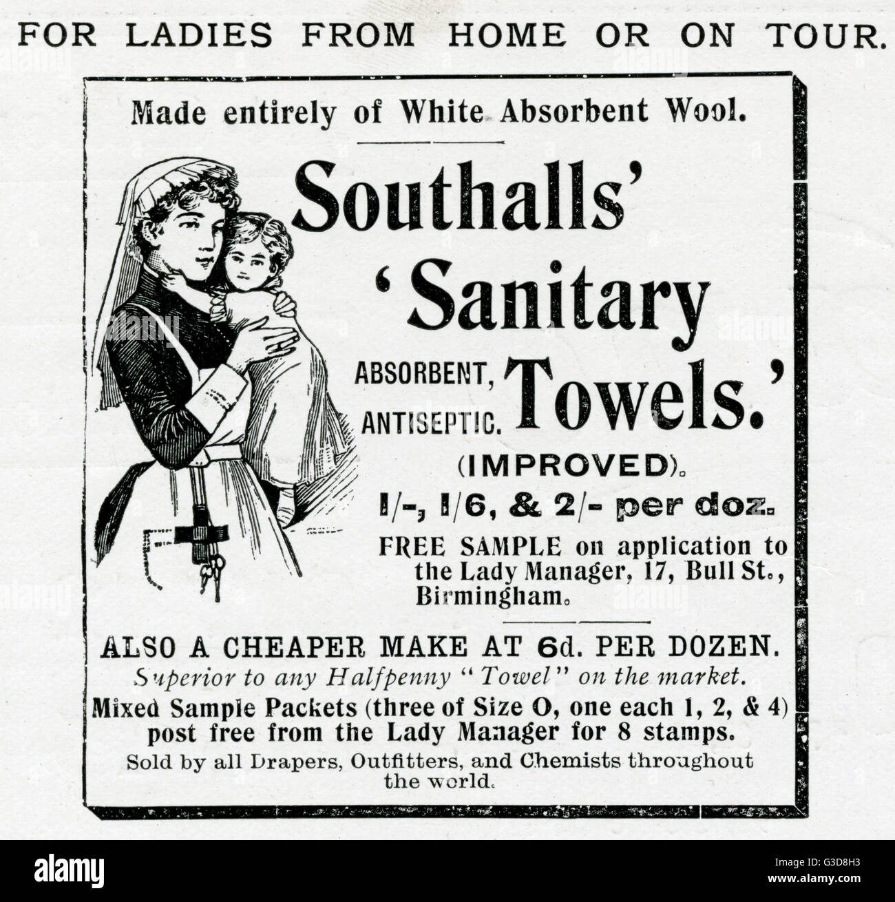 Victorian personal hygiene product advertising hires stock photography