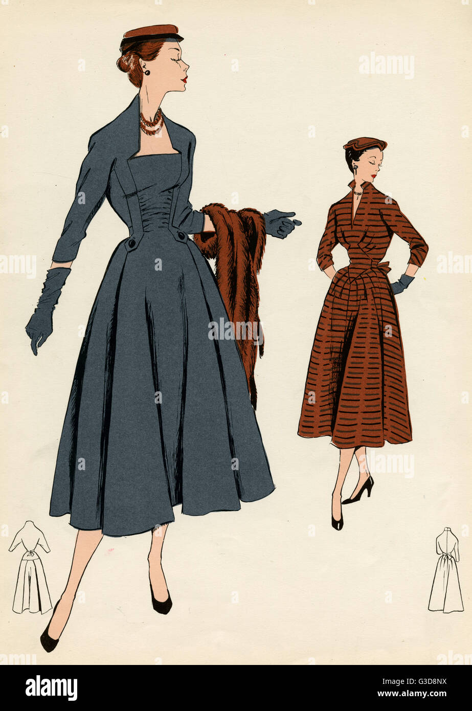Women wearing tailored dresses 1954 Stock Photo
