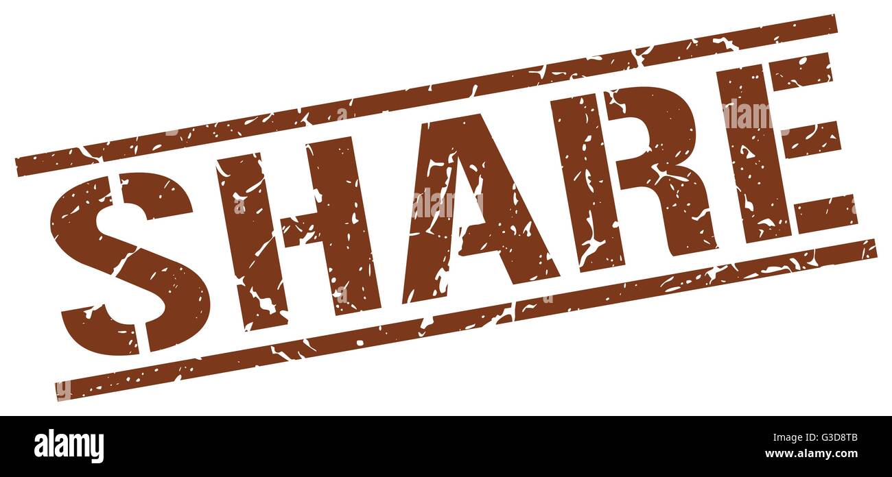 share brown grunge square vintage rubber stamp Stock Vector