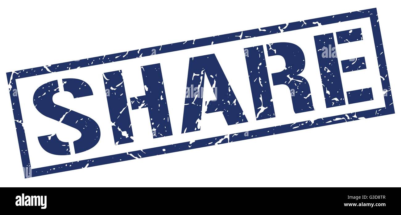 share blue grunge square vintage rubber stamp Stock Vector