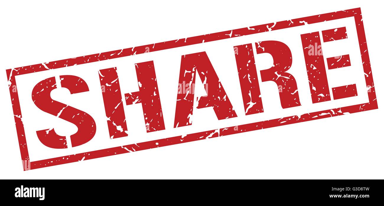 share red grunge square vintage rubber stamp Stock Vector