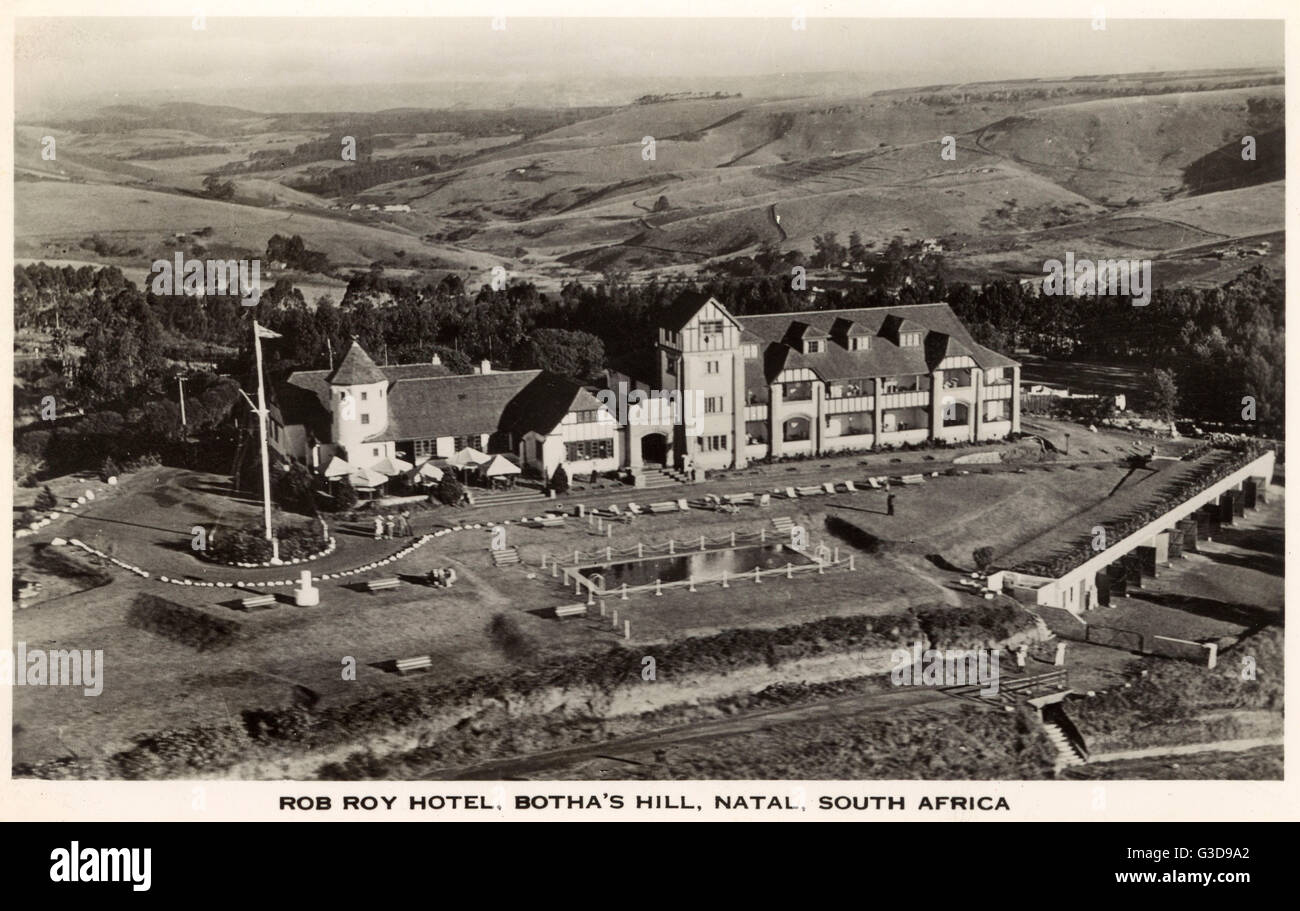 Aerial view of the Rob Roy Hotel, Botha's Hill, near Hillcrest, Natal Province, South Africa.      Date: circa 1940 Stock Photo