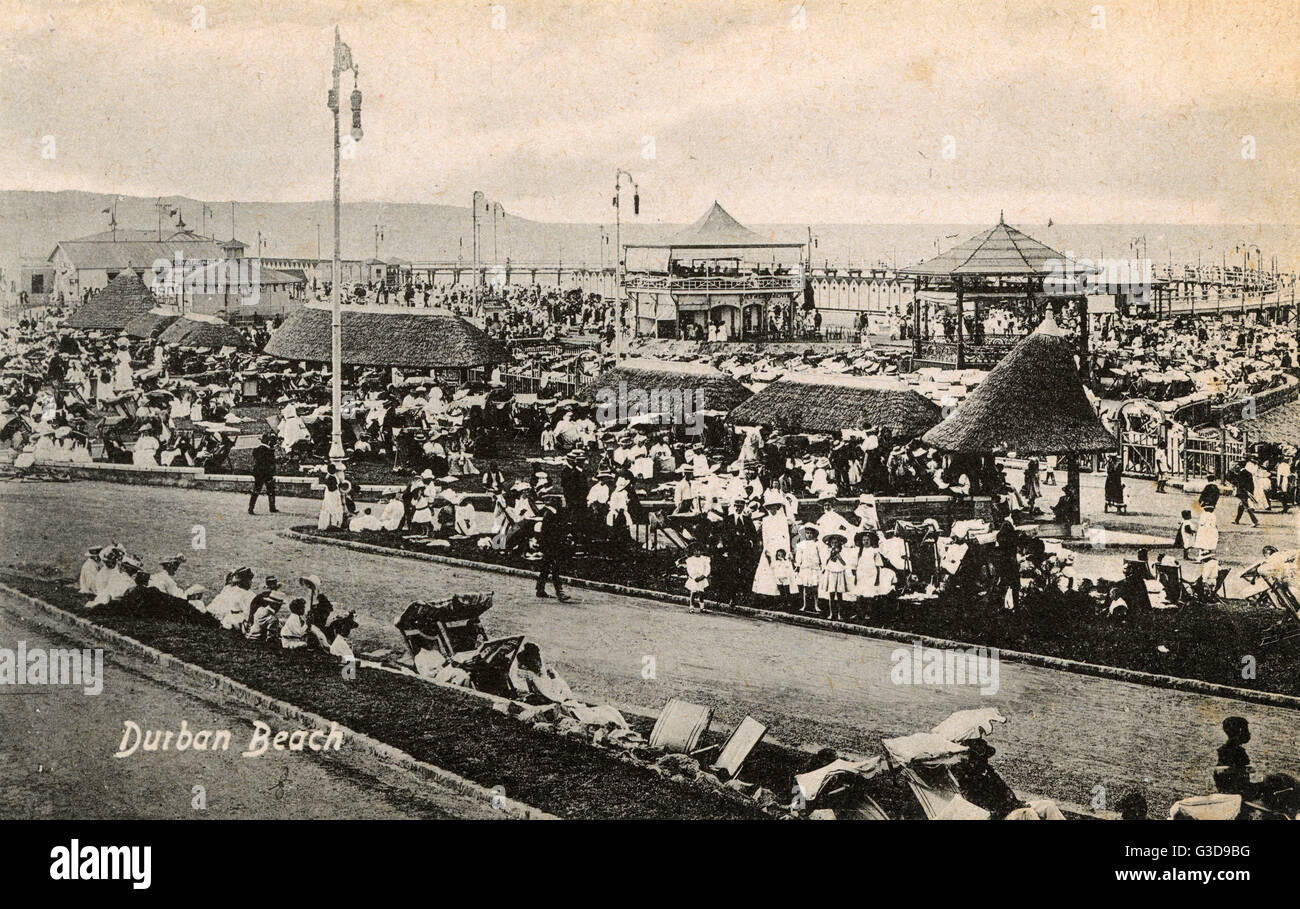 Sea front with Ocean View Tea Rooms and old pier at Durban, Natal Province, South Africa.      Date: circa 1910 Stock Photo