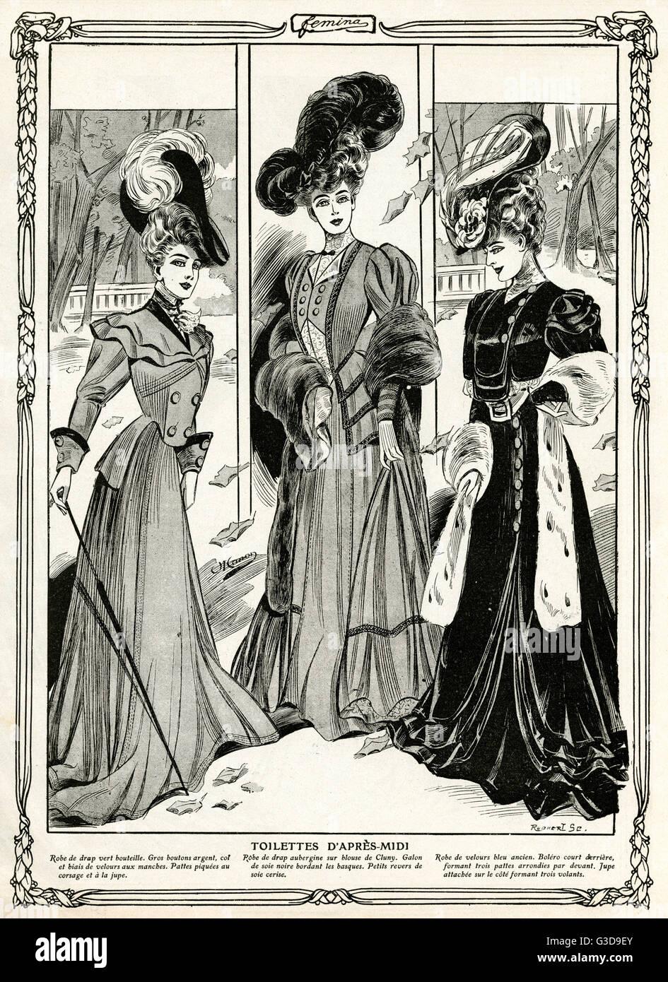 Women wearing afternoon walking clothing 1905 Stock Photo
