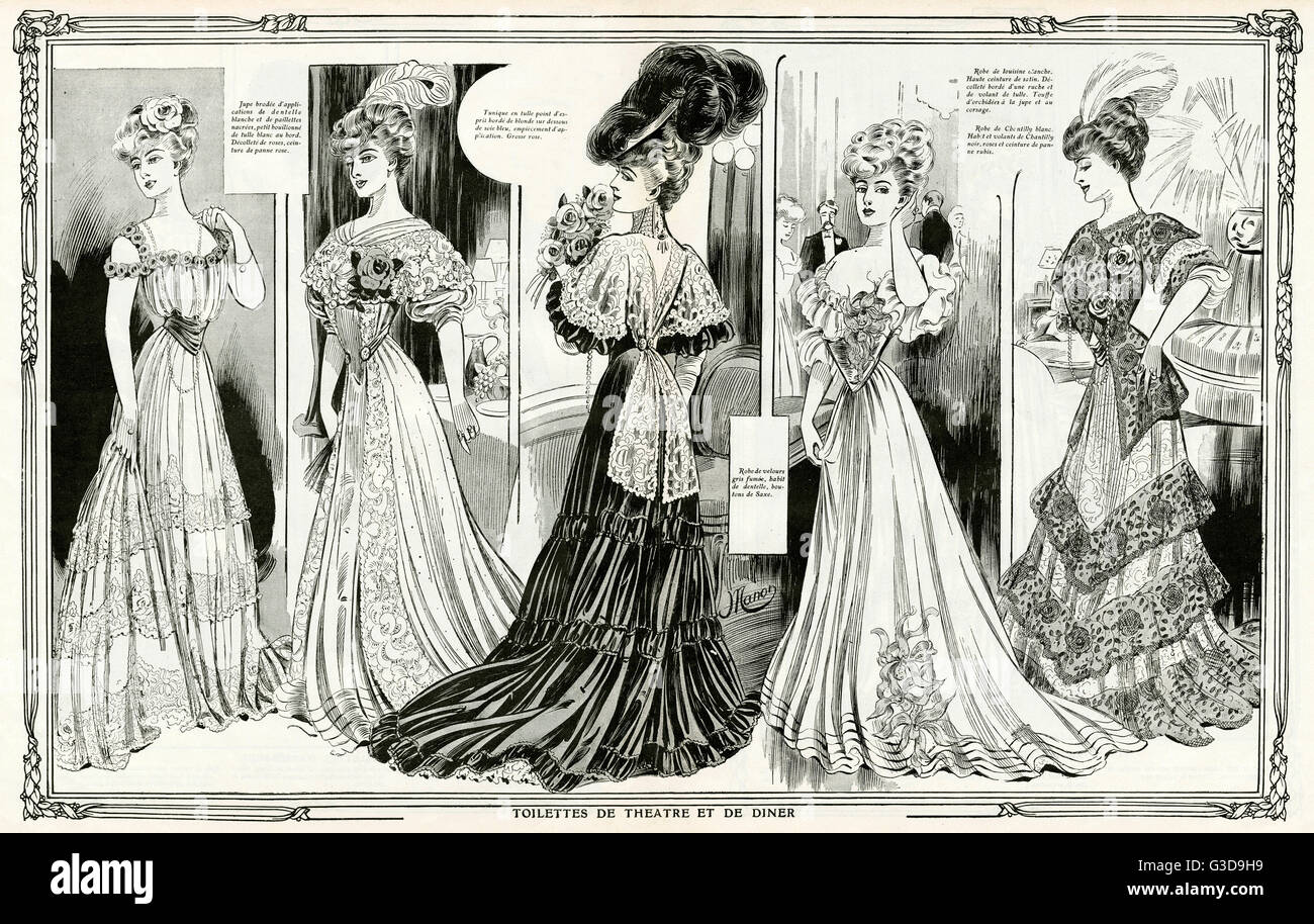 Edwardian theatre and dining clothing 1905 Stock Photo Alamy