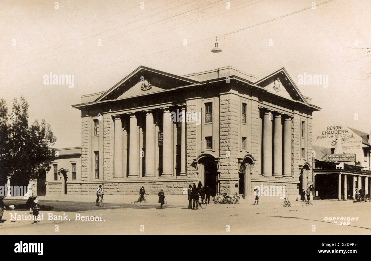 National Bank, Benoni, a gold mining town in Transvaal (now Gauteng), South Africa. Date circa