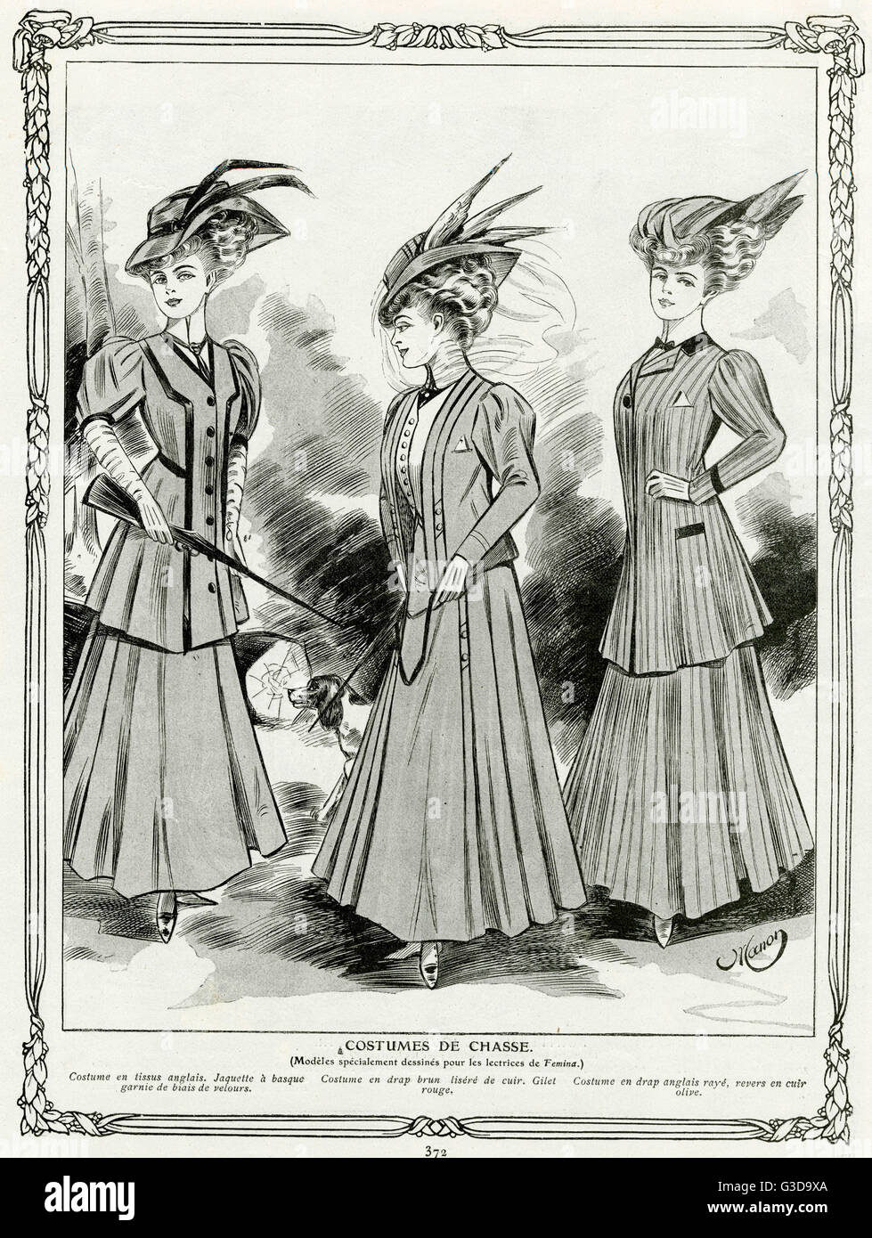 Women's hunting attire 1906 Stock Photo