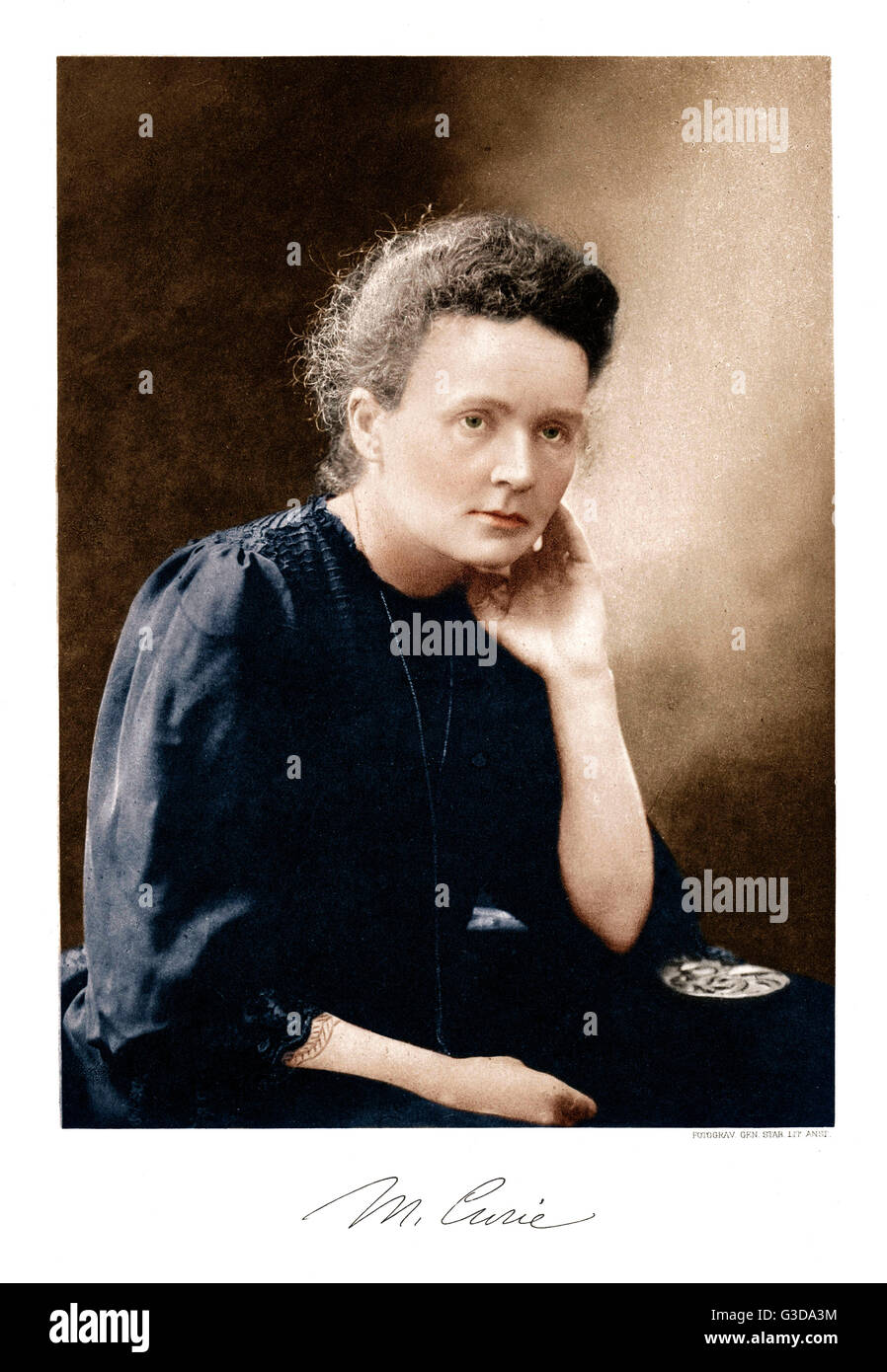 Marie Curie (1867-1934) - Polish Scientist, twice the recipient of the Nobel Prize for her pioneering research on radioactivity, the first woman Nobel winner.     Date: 1911 Stock Photo