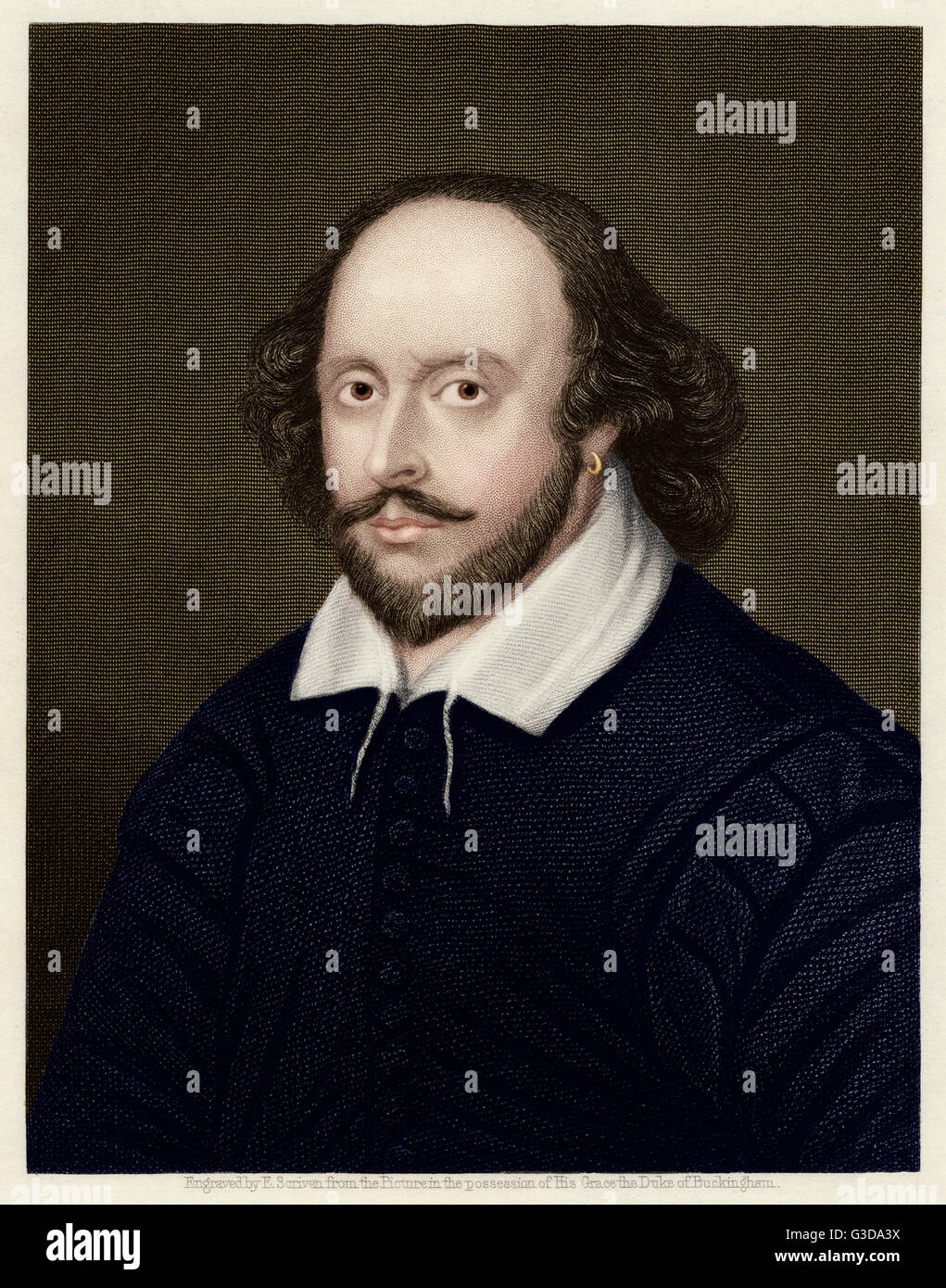 William Shakespeare (1564 - 1616) - English playwright and poet.  circa 1605 Stock Photo